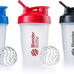 BlenderBottle Classic Shaker Bottle Perfect for Protein Shakes and Pre Workout, 20-Ounce (3 Pack), Blue and Red and Black