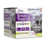 Color Scents Small Trash Bags - 4 Gallon, 200 Total Bags (1 Pack of 200 Count), Drawstring - Silver Bag in Linen Fresh Scent