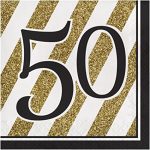 Creative Converting Black and Gold 50" Paper Luncheon Napkins, 60