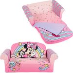 Marshmallow Furniture, Minnie Mouse 3-in-1 Slumber Sofa, Foam Toddler Nap Mat with Attached Blanket