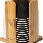 Mind Reader Cup and Lid Organizer Carousel, 4 Compartment, One Size, Brown Bamboo