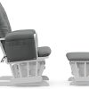 Storkcraft Premium Hoop Glider and Ottoman (White Base, Gray Cushion) – Padded Cushions with Storage Pocket, Smooth Rocking Motion, Easy to Assemble, Solid Hardwood Base - Image 2