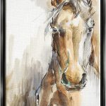 Stupell Industries Horse Portrait Orange Brown Animal Watercolor Painting, Floater Frame, Design by Ethan Harper