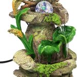 Tabletop Fountain Forest Waterfall Cascading Lotus Leaves