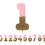 Talking Tables Pink Number 1 Candle with Gold Glitter Premium Quality Cake Topper Decoration For Kids, Adults, Teenagers, 1st Birthday Party, Anniversary, Milestone Age, 3"