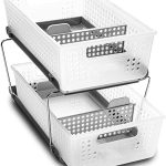 madesmart 2-Tier Organizer, Multi-Purpose Slide-Out Storage Baskets with Handles and Dividers, Frost